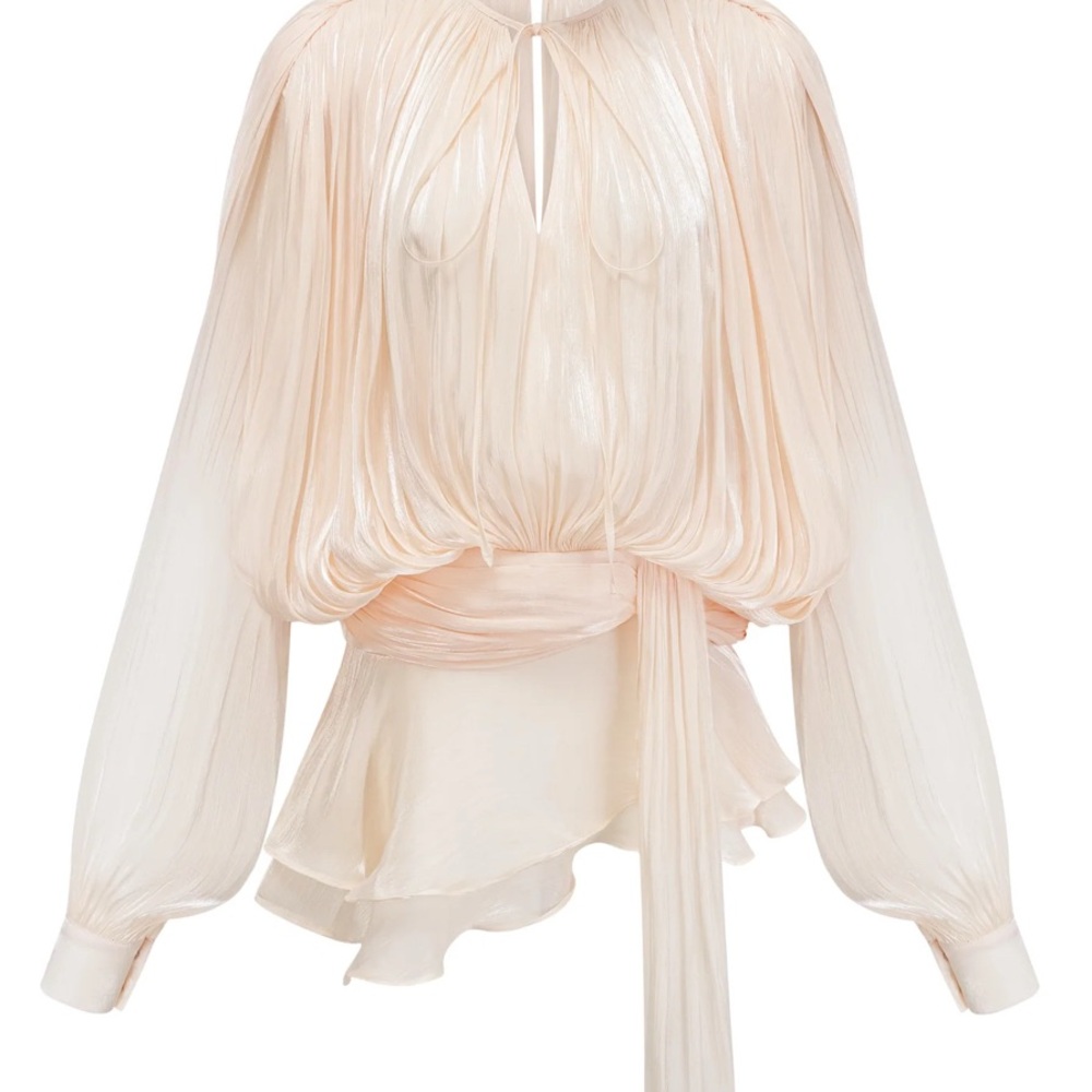 Eugénie Neutral Fully Pleated Ruffled Mini Dress , size M, Miss Rosier
